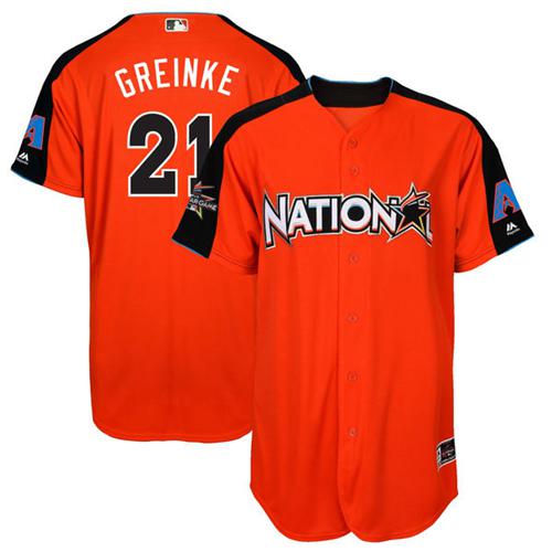 Diamondbacks #21 Zack Greinke Orange 2017 All-Star National League Stitched Youth MLB Jersey